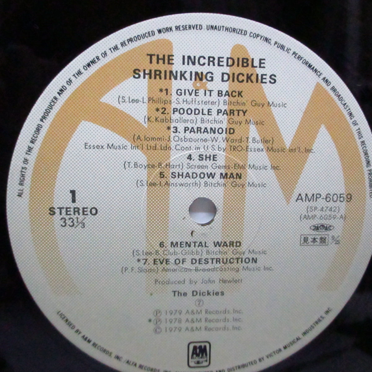 DICKIES, THE (ディッキーズ)  - The Incredible Shrinking (Japan 「プロモ（見本盤）クレジット」ラベ LP+帯) ライナー 、森脇美貴夫 !