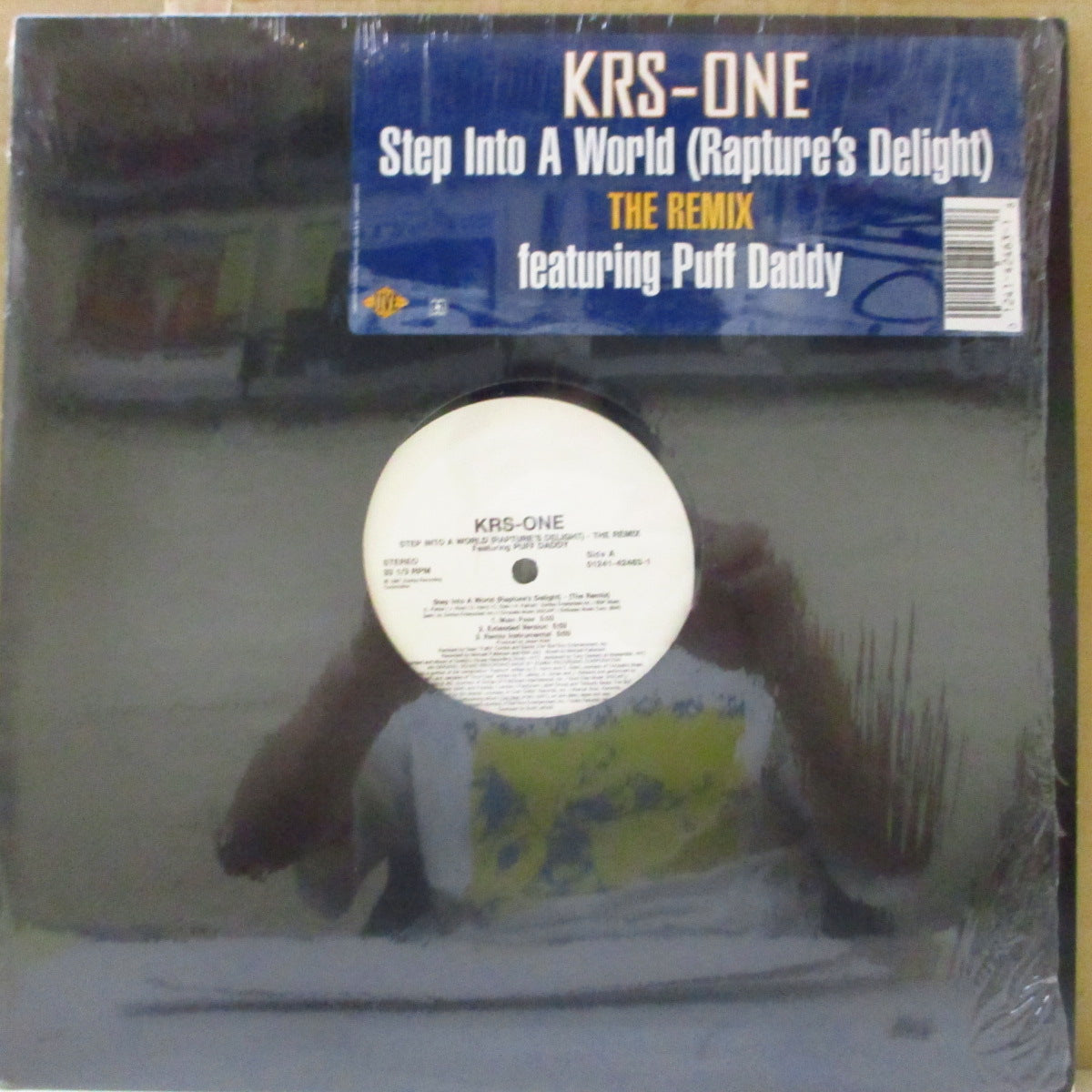 KRS ONE (KRS・ワン)  - Step Into A World (Rapture's Delight) - The Remix (US '97 オリジナル「白ラベ」6バージョン収録33回転 12インチ/レアステッカー付きダイカットスリーブ)