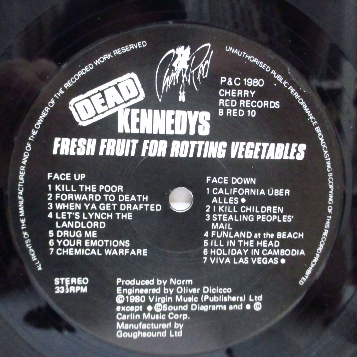 DEAD KENNEDYS (デッド・ケネディーズ)  - Fresh Fruit For Rotting Vegetables (UK '88 再発「黒盤」LP+ポスター/「ピンクのドット柄」＆「顔無」裏ジャケ）'80年ファースト！