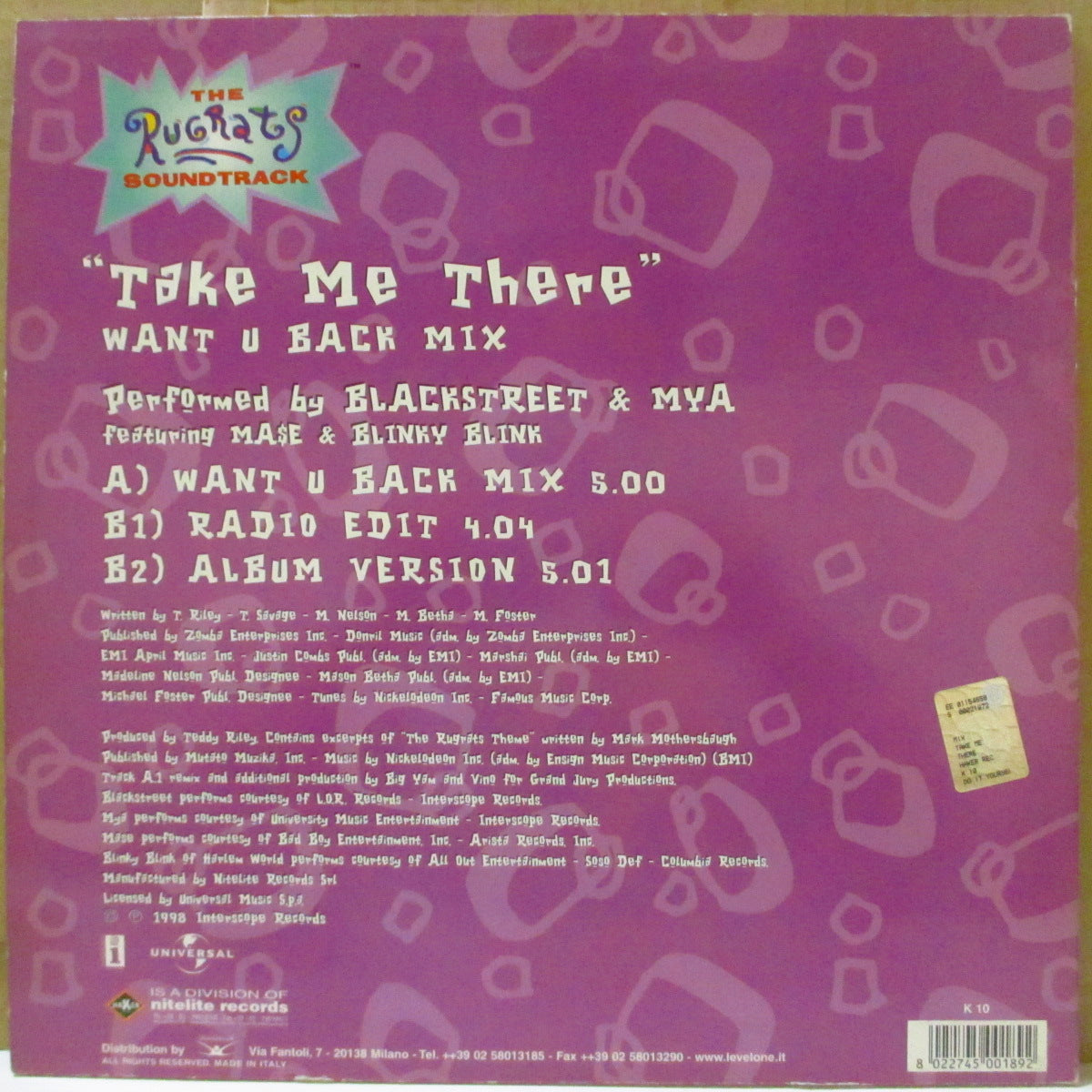 BLACK STREET & MYA (ブラック・ストリート & マイア)  - Take Me There (Italy '98 オリジナル3バージョン収録33回転 12インチ)