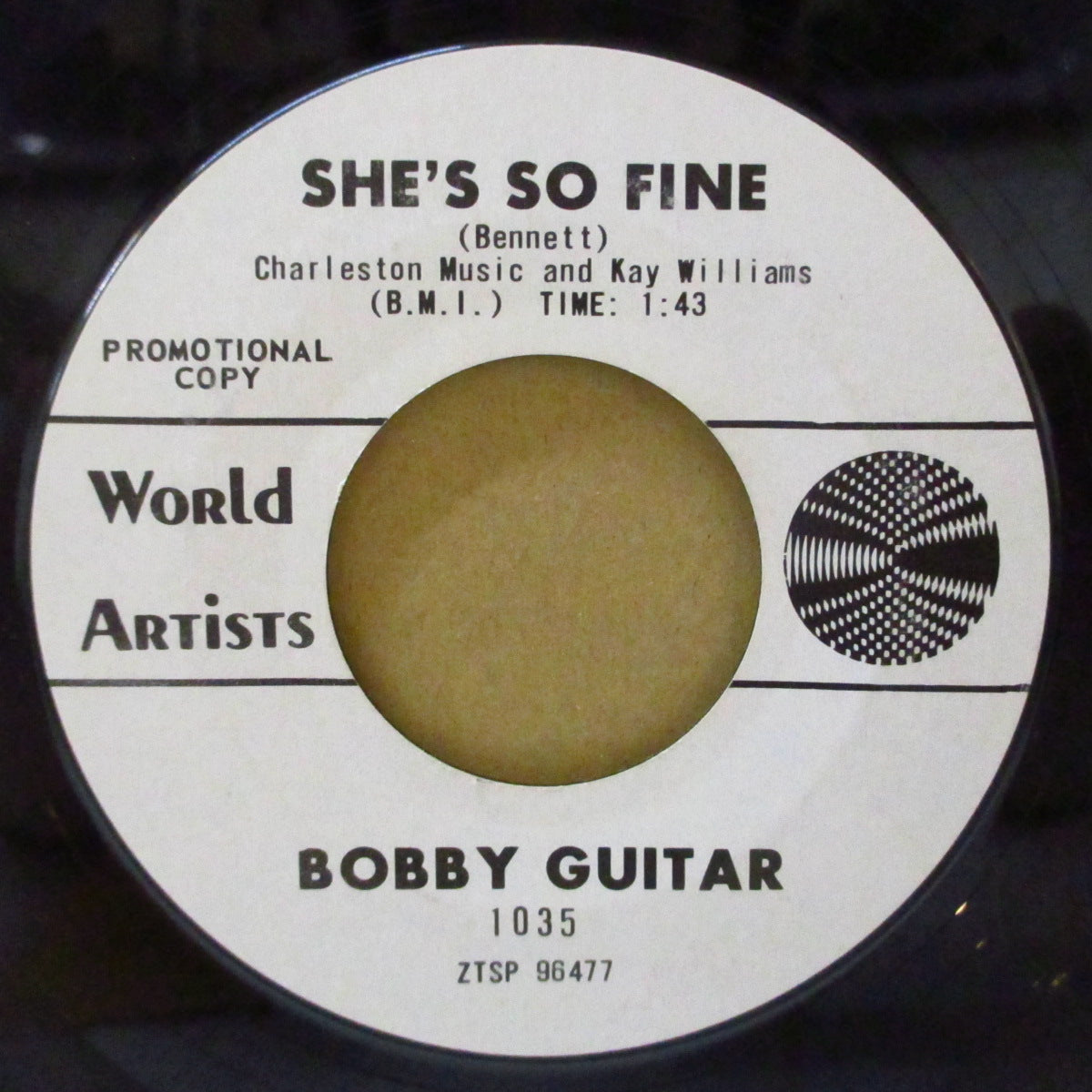 BOBBY GUITAR (BENNETTE) (ボビー・ギター・ベネット)  - She's So Fine / When Girls Do It (US '64 プロモ白ラベ「スチレン」7インチ) ストロールR&Bノーザン