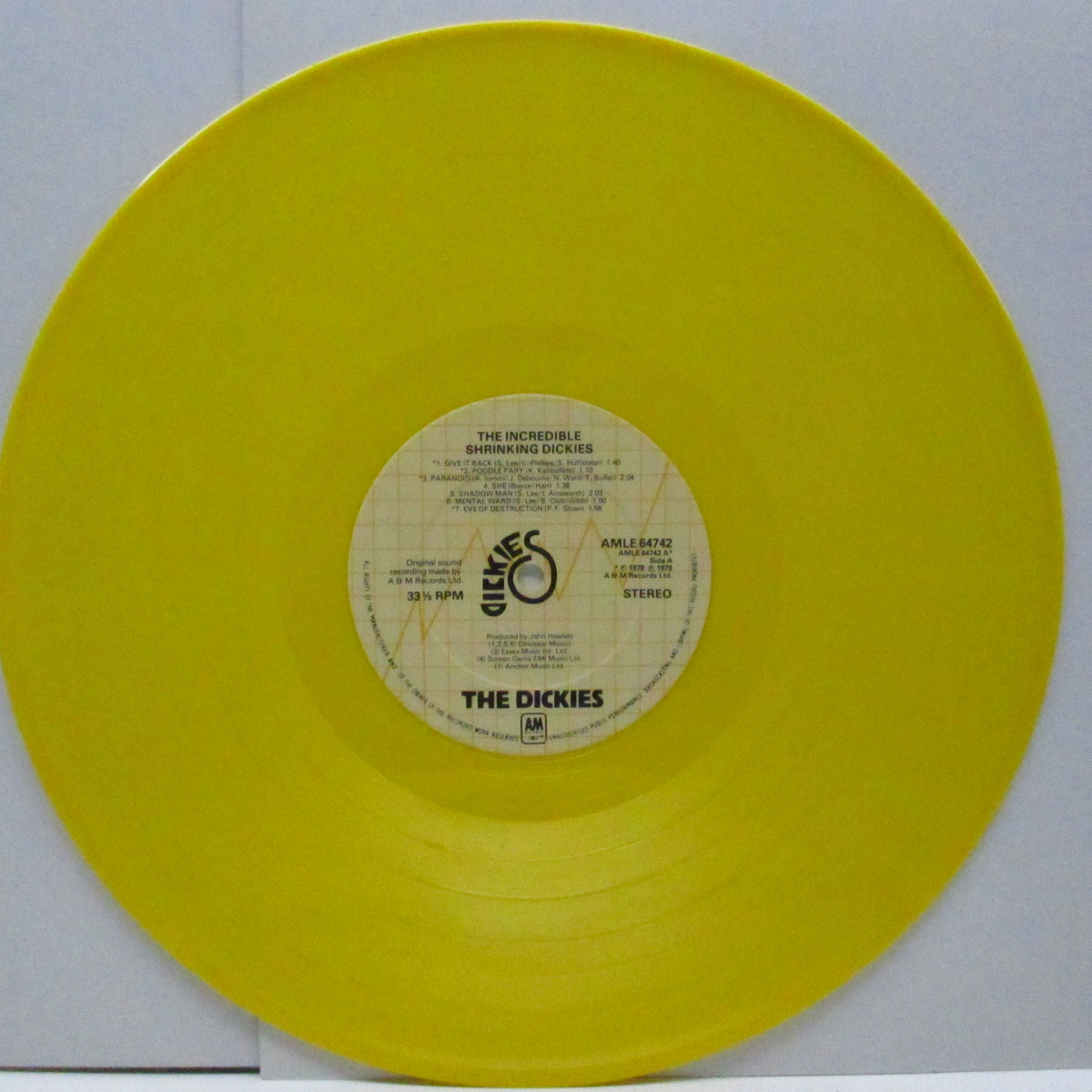 DICKIES, THE (ディッキーズ)  - The Incredible Shrinking (UK 初回限定「イエローヴァイナル」LP) '79年ファースト！