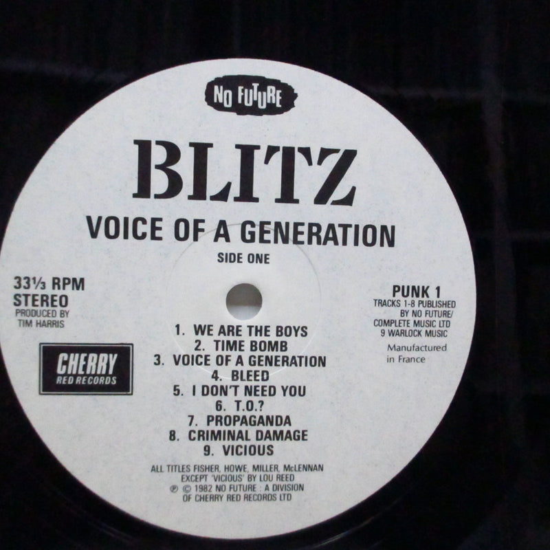 BLITZ (ブリッツ) - Voice Of A Generation (UK レイト80's 再発「白黒ラベ」LP/バーコードジャケ)