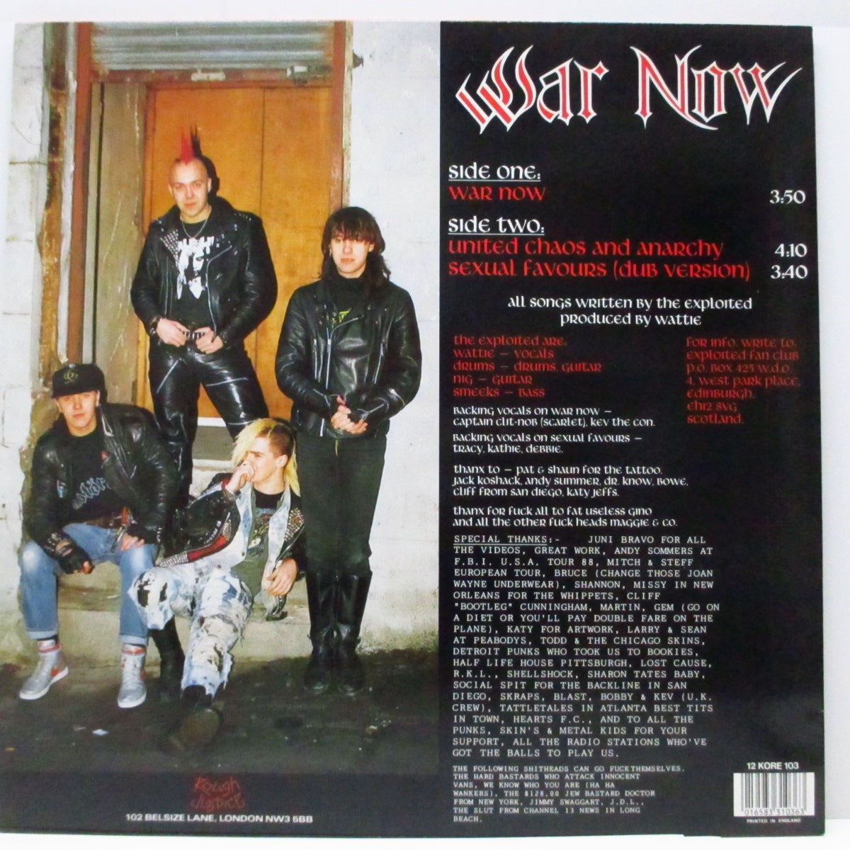 EXPLOITED, THE (ジ・エクスプロイテッド)  - War Now +2 (UK オリジナル 12") 近年稀な美品！