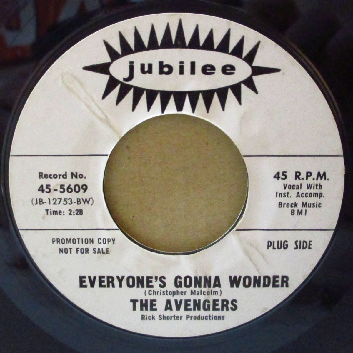 AVENGERS, THE  (ジ・アヴェンジャーズ)  - Everyone's Gonna Wonder (US '67 プロモ・白ラベ7インチ)美メロ・サンシャインポップ！