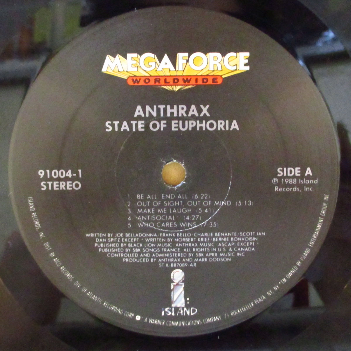 ANTHRAX (アンスラックス)  - State Of Euphoria (US オリジナル LP+ソフト紙インナー/ステッカー欠) '88年4thアルバム