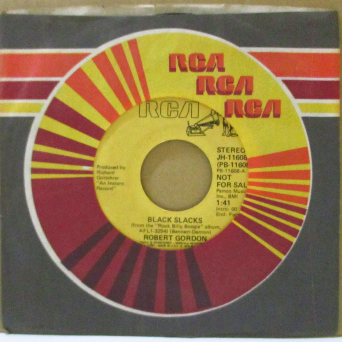 ROBERT GORDON (ロバート・ゴードン)  - Black Slacks (US '79 プロモ 7インチ+カンパニースリーブ)