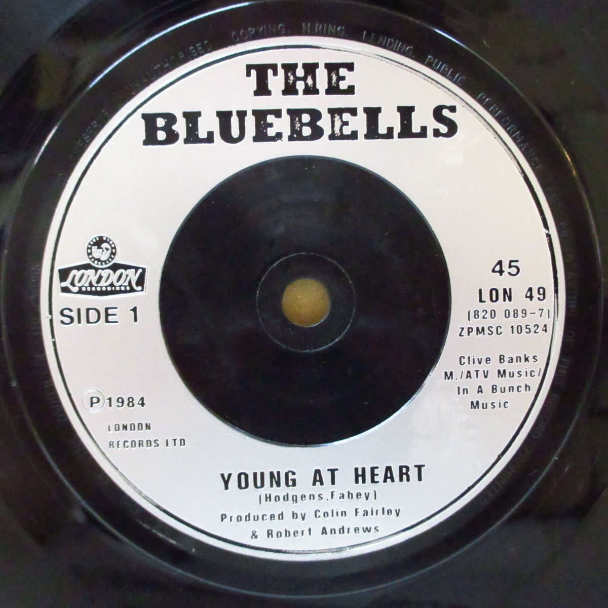 BLUEBELLS, THE (ザ・ブルーベルズ)  - Young At Heart (UK '84 再発「プラスチックラベ」 7インチ+カラージャケ)