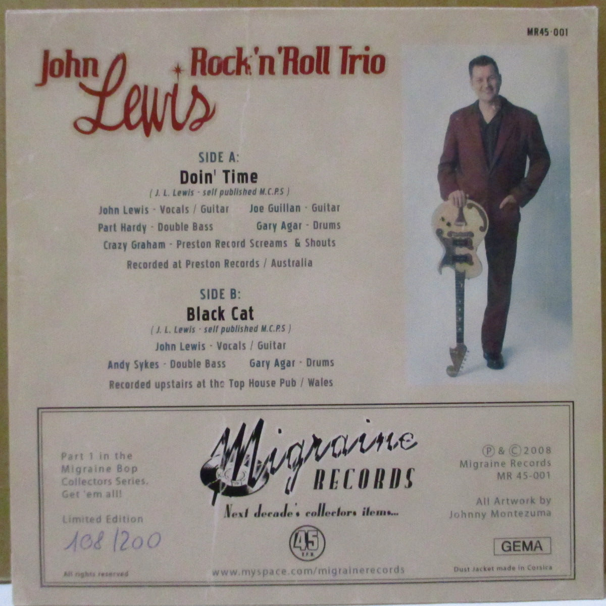 JOHN LEWIS ROCK'N'ROLL TRIO (ジョン・ルイス・ロックンロール・トリオ)  - Doin' Time (German '08 限定200枚「クリア黄盤」 7インチ/ナンバリング入り光沢ソフト紙ジャケ) Rimshotsのメンバー
