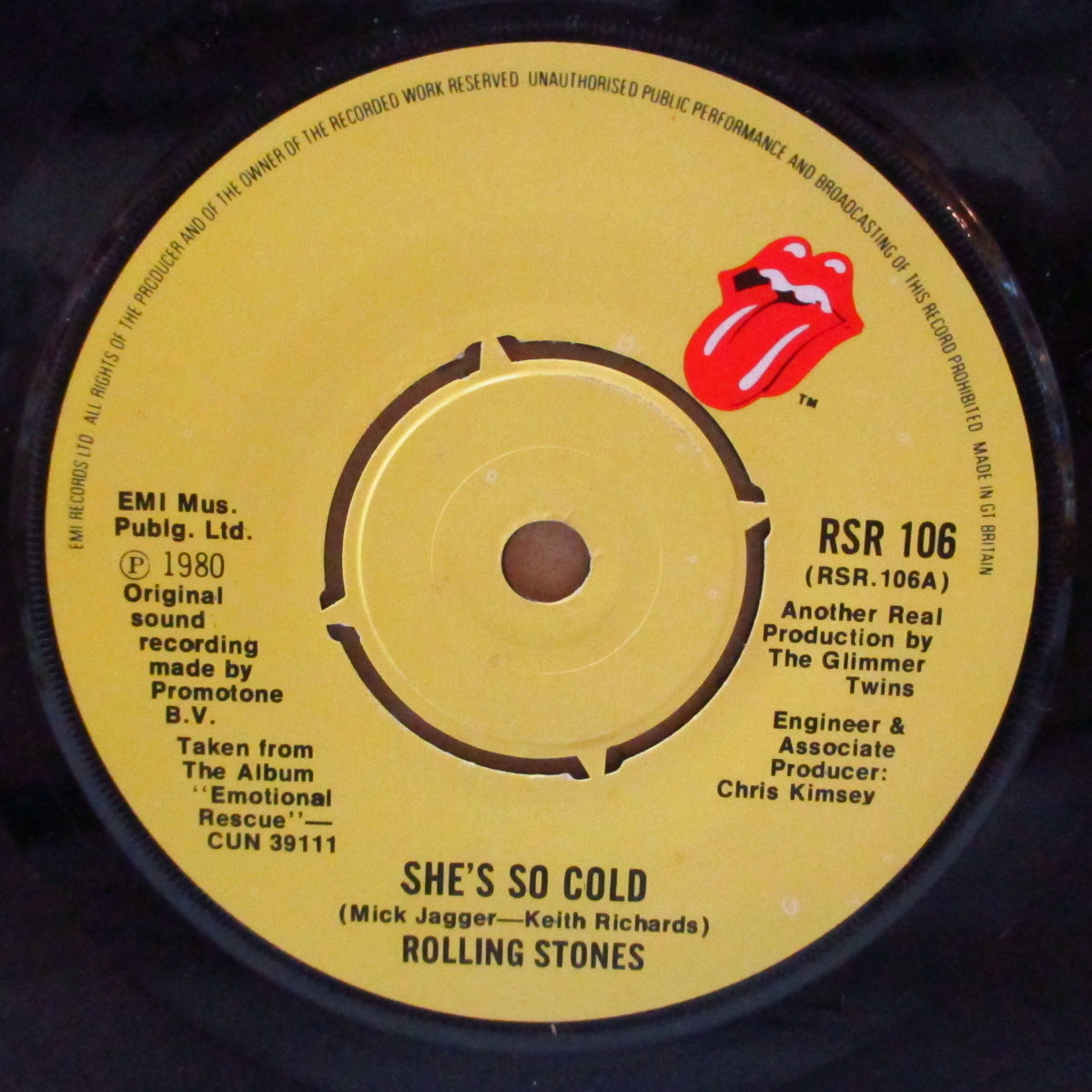 ROLLING STONES (ローリング・ストーンズ)  - She's So Cold (UK '80 オリジナル「ラウンドセンター」 7インチ+マットソフト紙ジャケ)