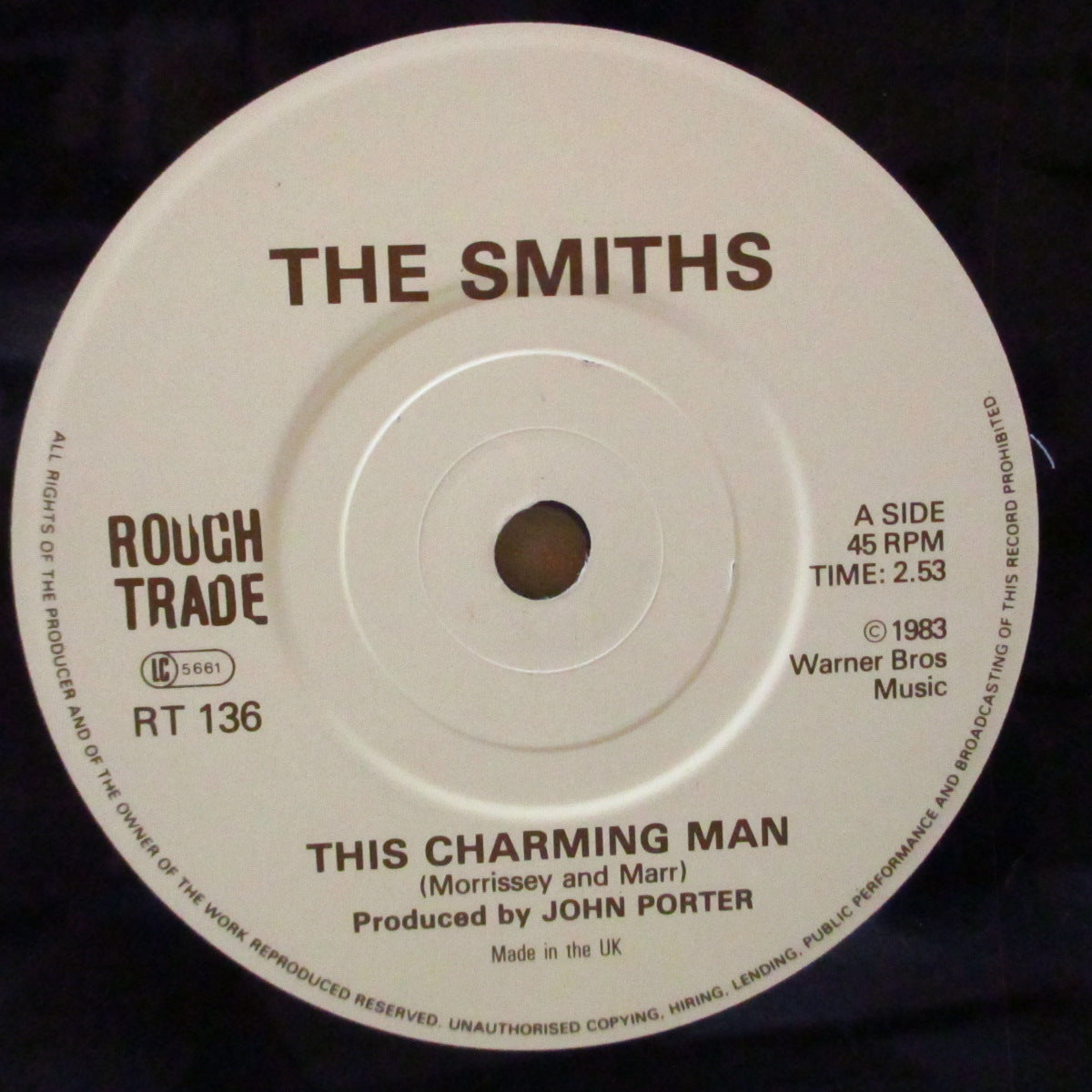 SMITHS, THE (ザ・スミス)  - This Charming Man (UK 80's 初期再発「スタンプ・ロゴ＜Made In the UK＞表記」フラットセンター 7インチ/光沢ジャケ)