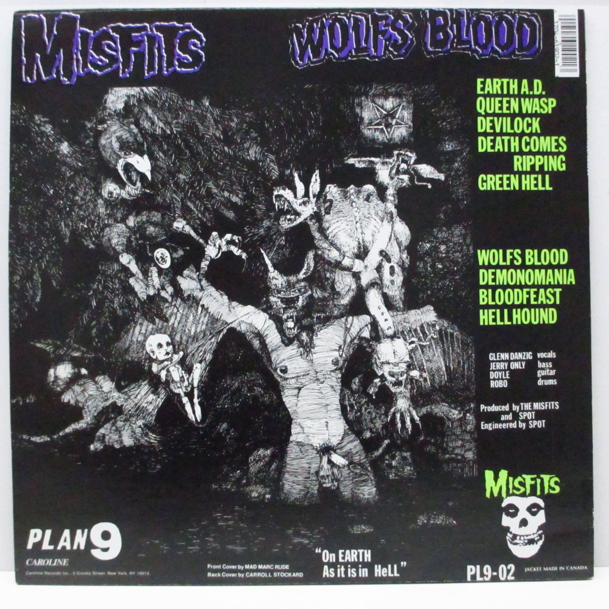MISFITS (ミスフィッツ)  - Earth A.D. / Wolfs Blood (US '91 正規再発 Evilive Music 出版ラベ「黒盤」 LP/濃い紫ジャケ )