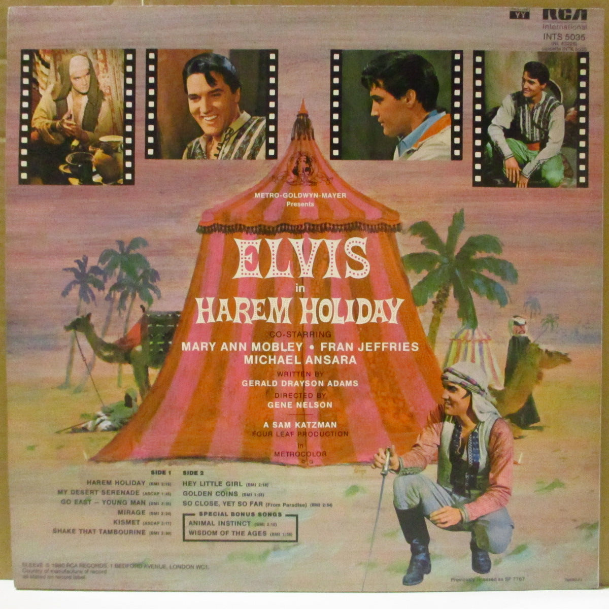 ELVIS PRESLEY (エルヴィス・プレスリー)  - Harem Holiday (Harum Scarum) (UK '80 再発「グリーン・ラベ」ステレオ LP)主演映画（米題:Harum Scarum/邦題:ハレム万才）サントラ
