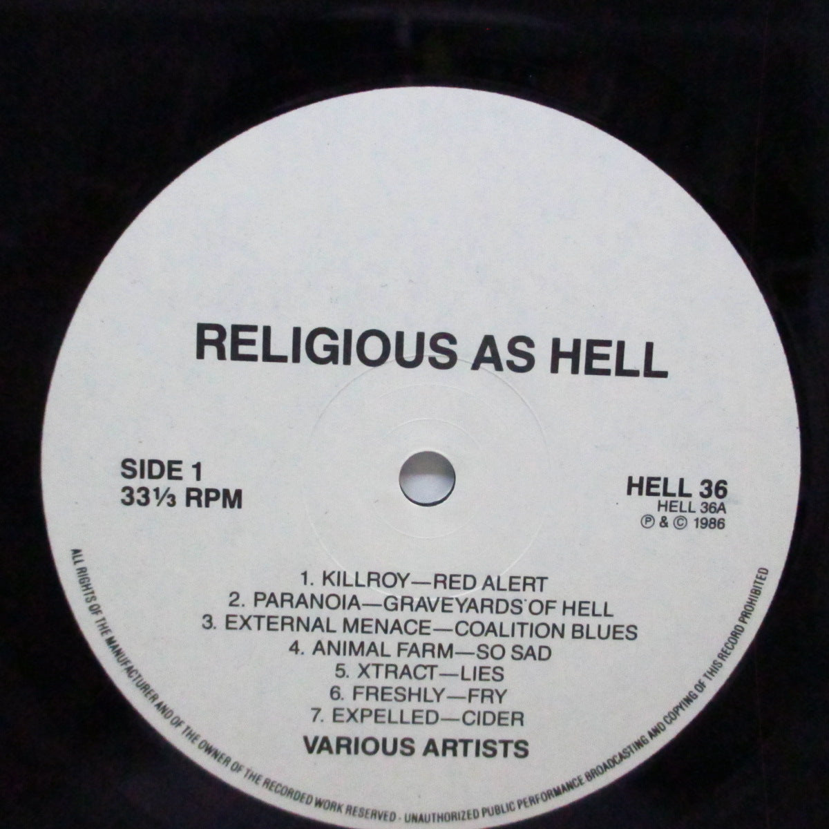 V.A. (80's UK-ユーロB級ハードコア・コンピ)  - Religious As Hell (UK オリジナル LP)