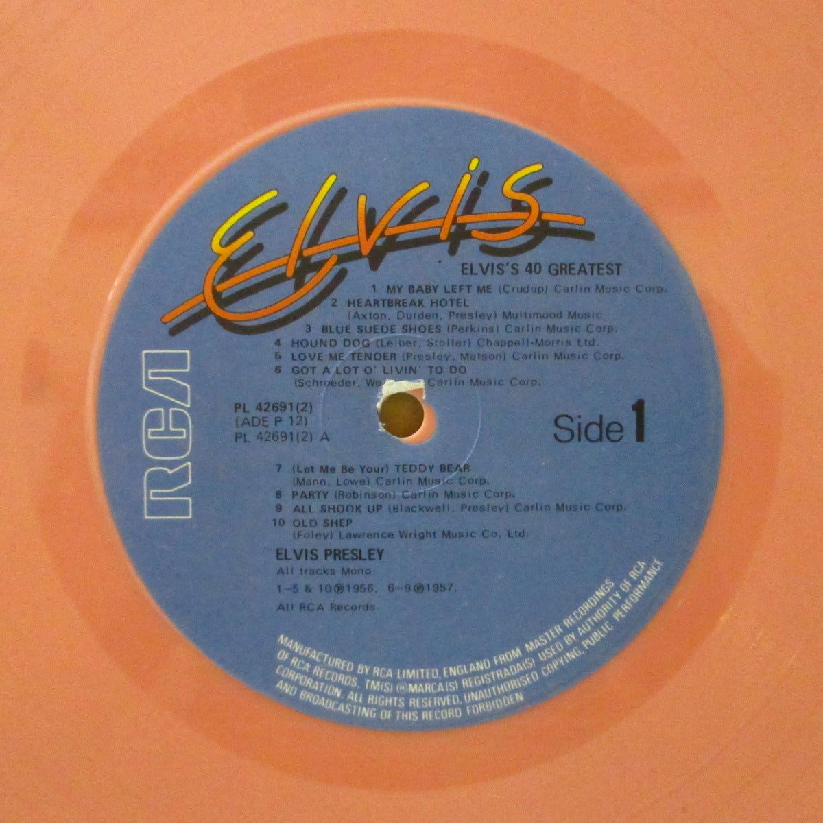 ELVIS PRESLEY (エルヴィス・プレスリー)  - Elvis's 40 Greatest (UK '78 初回限定再発「ピンクVINYL」LPx2枚組/表面コーティング見開きジャケ)ベスト40曲