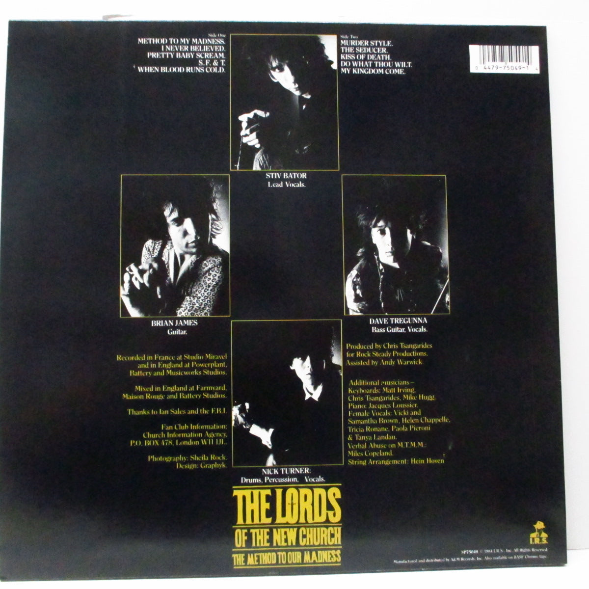 LORDS OF THE NEW CHURCH, THE (ローズ・オブ・ザ・ニュー・チャーチ)  - The Method To Our Madness (US オリジナル LP/SP75049) '84年サード！