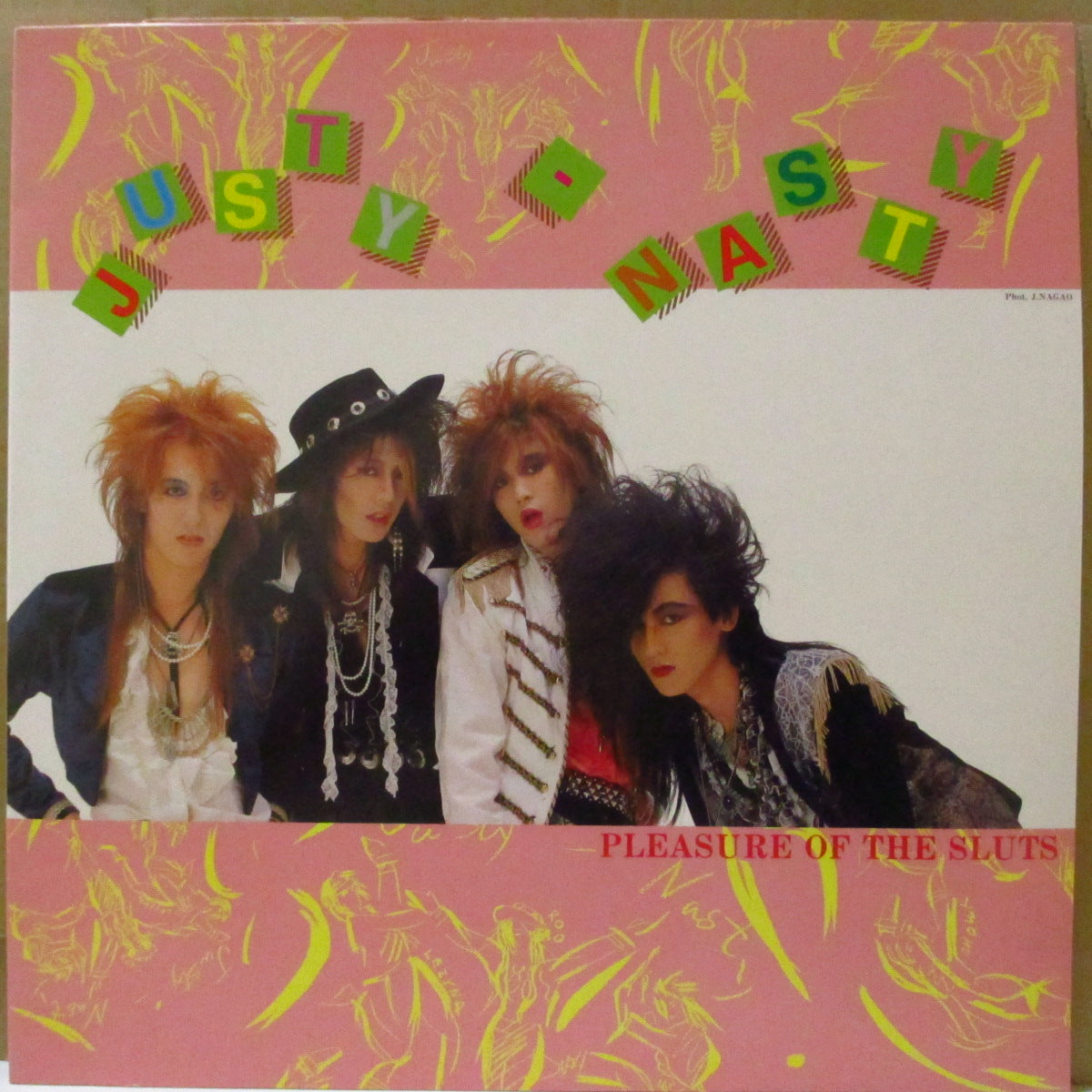 JUSTY-NASTY (ジャスティ・ナスティ)  - Pleasure Of The Sluts (Japan オリジナル LP+インサート/光沢ピンクジャケ) '87年1stアルバム