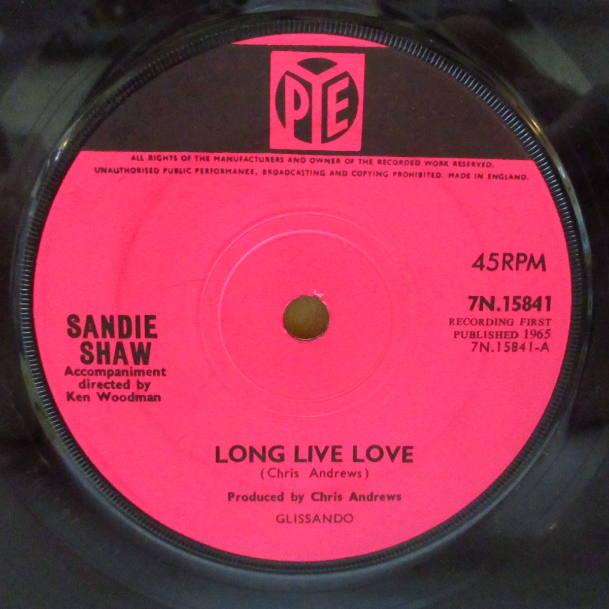 SANDIE SHAW (サンディ・ショー)  - Long Live Love (UK '65 オリジナル「ソリッド・センター」7インチ+カンパニースリーブ)スウィンギング・ロンドン+ポップコーン!