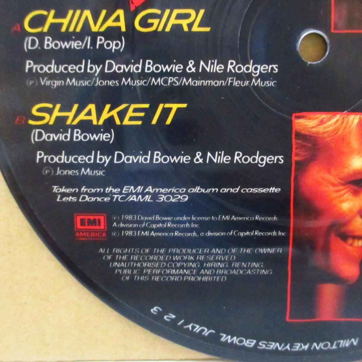 DAVID BOWIE (デヴィッド・ボウイ)  - China Girl (UK '83 限定ピクチャー 7インチ+PVC)