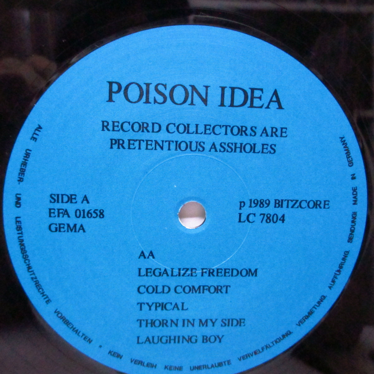 POISON IDEA (ポイズン・アイデア)  - Record Collectors Are Pretentious Assholes (German '89 再発 LP+インナー、「赤ロゴ」ジャケ/EFA 01658）