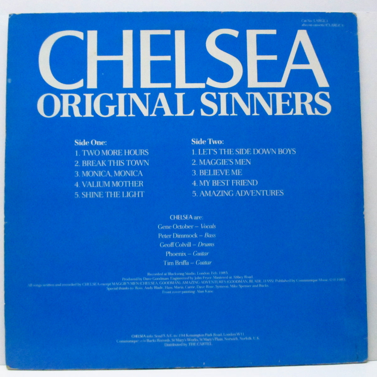 CHELSEA (チェルシー)  - Original Sinners (UK オリジナル LP) '85年再始動第一弾作 !