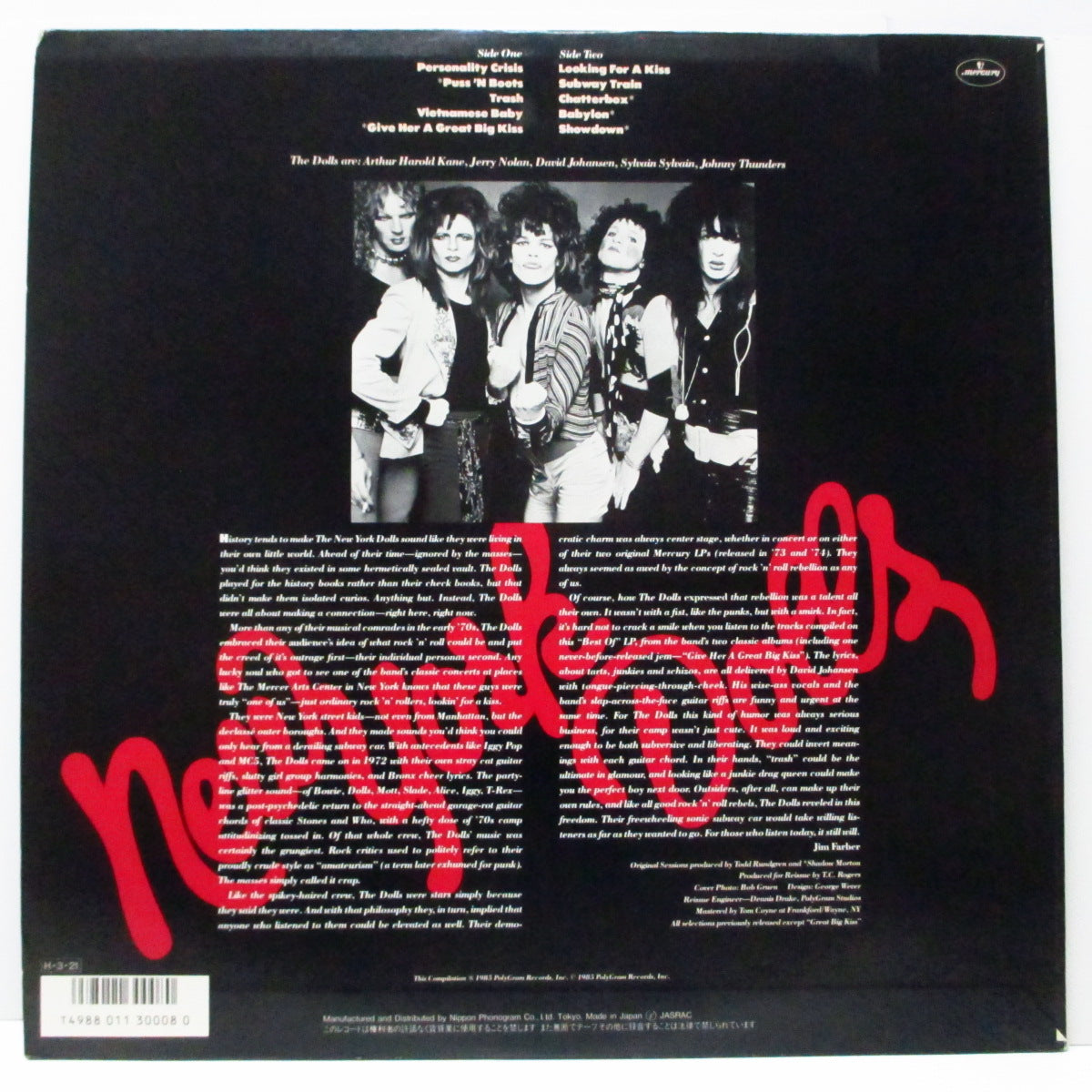 NEW YORK DOLLS (ニュー・ヨーク・ドールズ)  - Night Of The Living Dolls (Japan オリジナル LP/帯欠）10曲入りベスト！