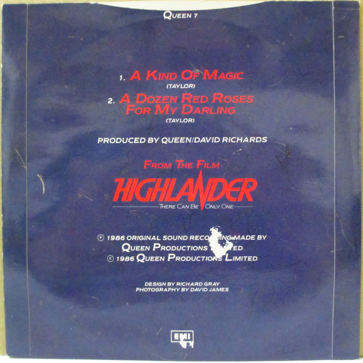 QUEEN (クイーン)  - A Kind Of Magic (UK '86 オリジナル「黒紙ラベ・フラットセンター」 7インチ＋光沢固紙ジャケ)