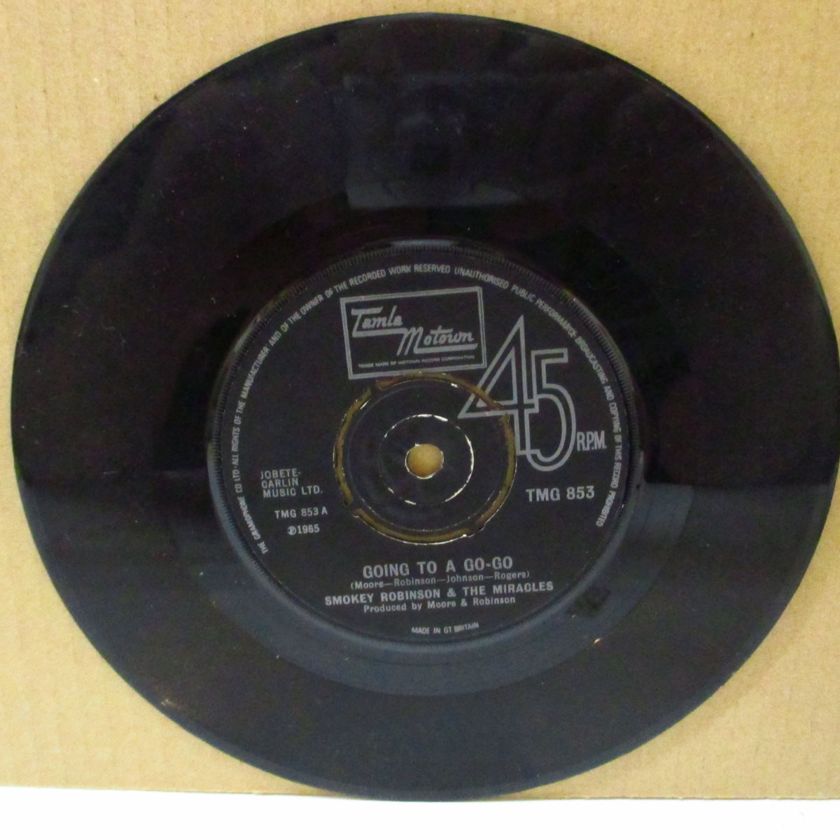 MIRACLES (SMOKEY ROBINSON & THE) (スモーキー・ロビンソン＆ザ・ミラクルズ)  - Going To A Go-Go +2 (UK '73年独自カップリング再発「Gramophone リム、プッシュアウト・センター」 7インチ) 人気のアップテンポ・ノーザン