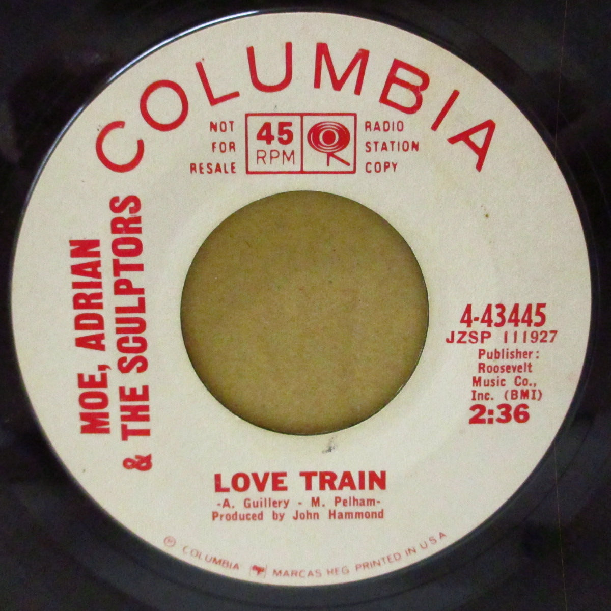 MOE, ADRIAN & THE SCULPTORS (モー、エイドリアン & ザ・スカルプターズ)  - Shotgun / Love Train (US '65 プロモ・ラベ7インチ+カンパニースリーブ)ファンキー・ラテン・ソウル・カヴァ& FUNKYノーザン！