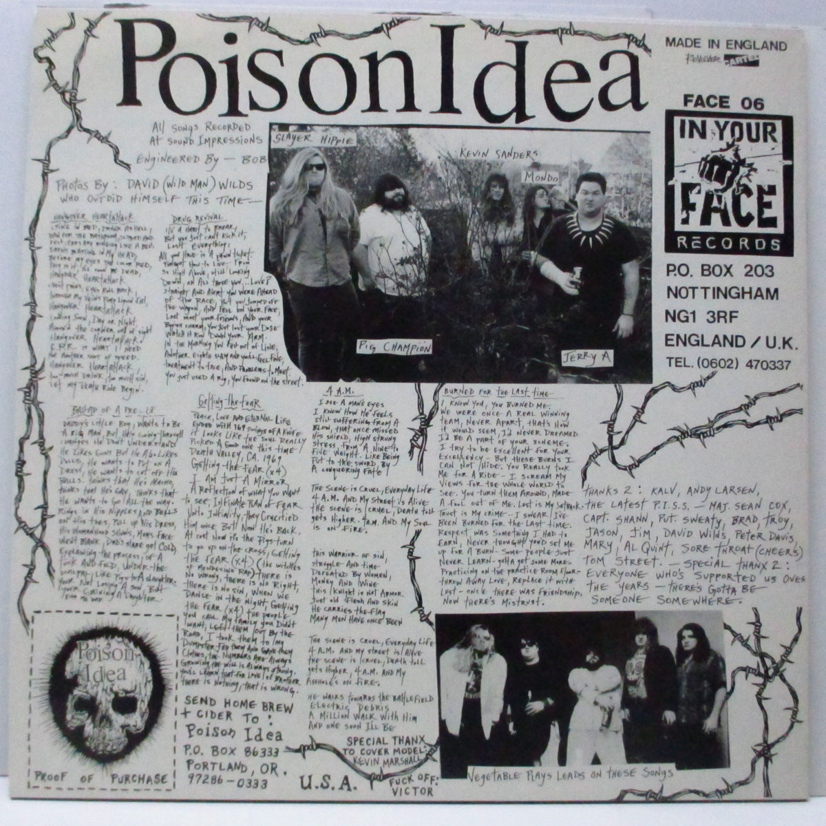 POISON IDEA (ポイズン・アイデア)  - Ian Mackaye (UK '89 再発6曲入り LP+修正ジャケ/FACE 06) 