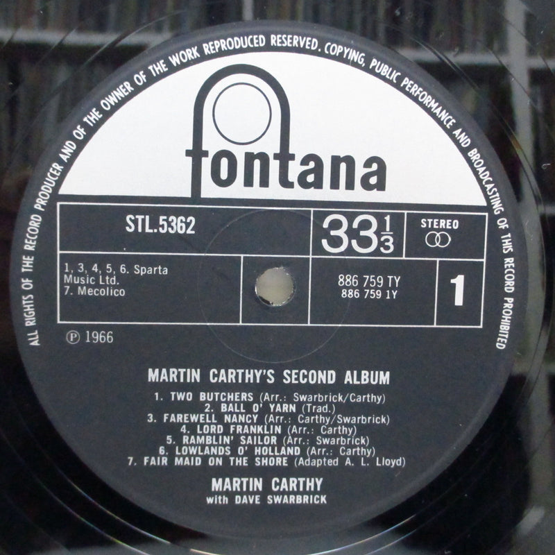 MARTIN CARTHY (マーティン・カーシー)  - Martin Carthy's Second Album (UK オリジナル「黒銀ラベ」ステレオLP/両面コーティングジャケ)