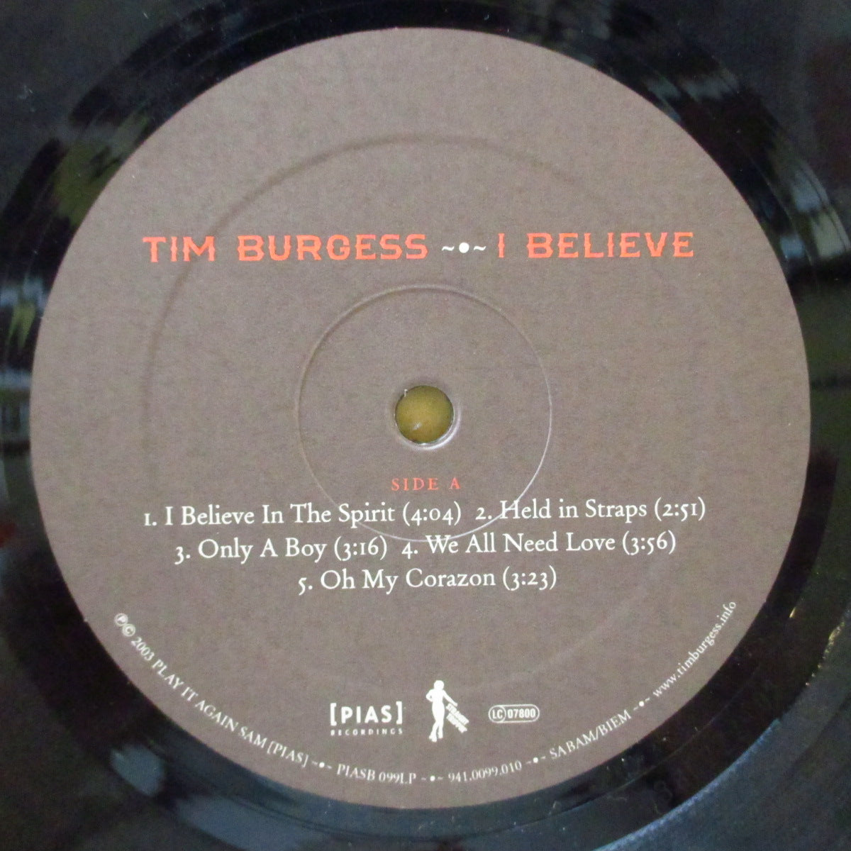 TIM BURGESS (ティム・バージェス)  - I Believe (EU オリジナル180グラム重量 LP) '03年1stソロアルバム