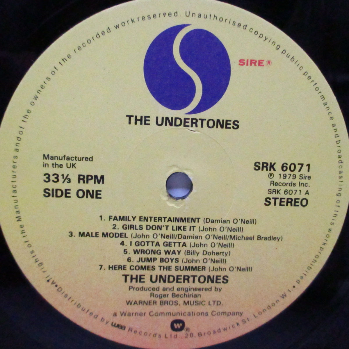 UNDERTONES, THE (ジ・アンダートーンズ)  - S.T. [ 1st ] (UK オリジナル LP+インナー/光沢ジャケ)