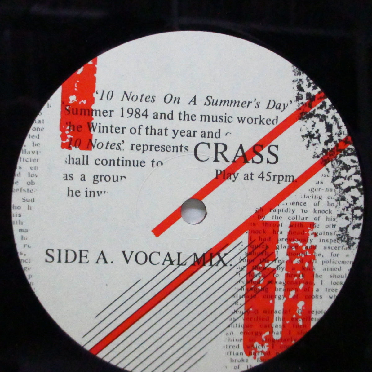 CRASS (クラス)  - 10 Notes On A Summer's Day (UK オリジナル 12"+インナー)