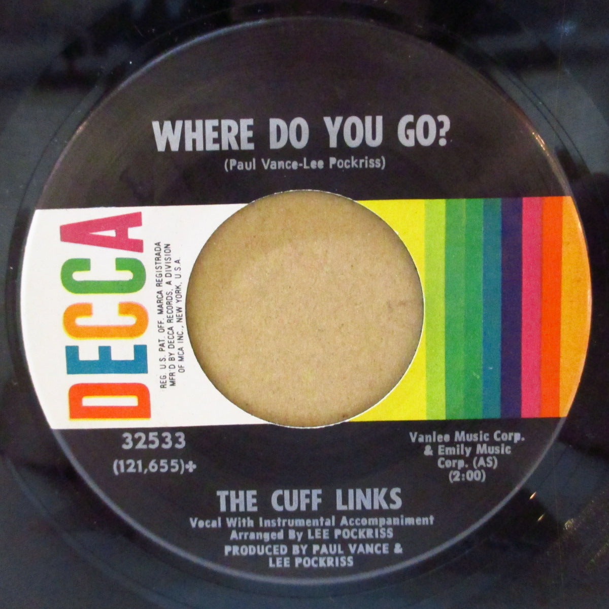 CUFF LINKS, THE (ザ・カフ・リンクス)  - Tracy / Where Do You Go？(US '69 オリジナル7インチ)ソフトロック・クラシック！