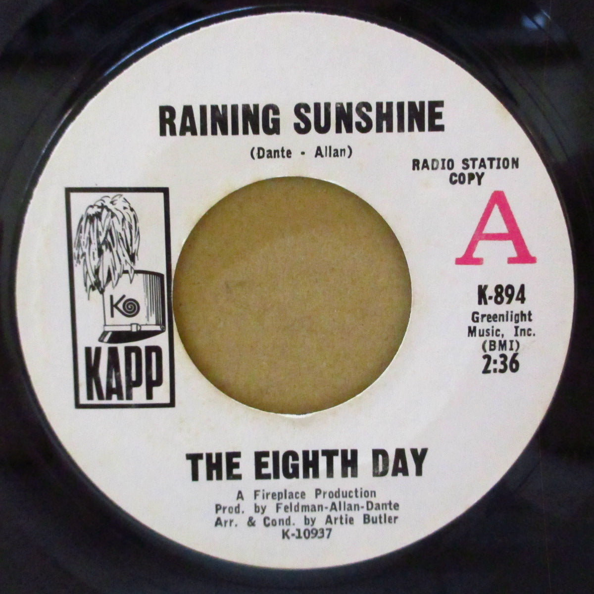 EIGHTH DAY, THE (ザ・エイス・ディ)  - Raining Sunshine (US '68 プロモ・白ラベ7インチ)オハイオ男女混声、 両面サンシャイン・ポップ名曲！