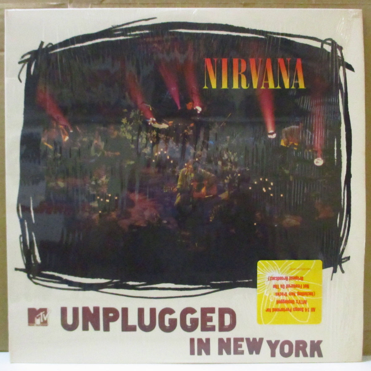 NIRVANA (ニルヴァーナ)  - MTV Unplugged In New York (US 限定ホワイトヴァイナル LP+ソフト紙インナー/レアステッカー付き光沢ジャケ) '94年名作アコースティックライブアルバム