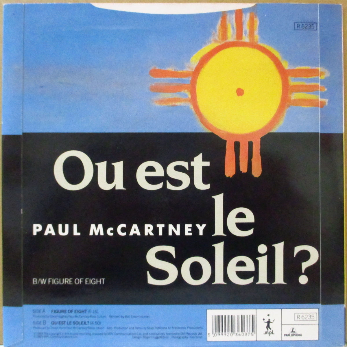 PAUL McCARTNEY (ポール・マッカートニー)  - Figure Of Eight (UK '89 再発「銀プラスチックラベ・フラットセンター」 7インチ+光沢固紙ジャケ)
