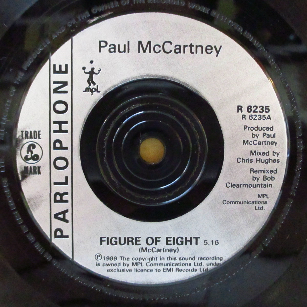 PAUL McCARTNEY (ポール・マッカートニー)  - Figure Of Eight (UK '89 再発「銀プラスチックラベ・フラットセンター」 7インチ+光沢固紙ジャケ)