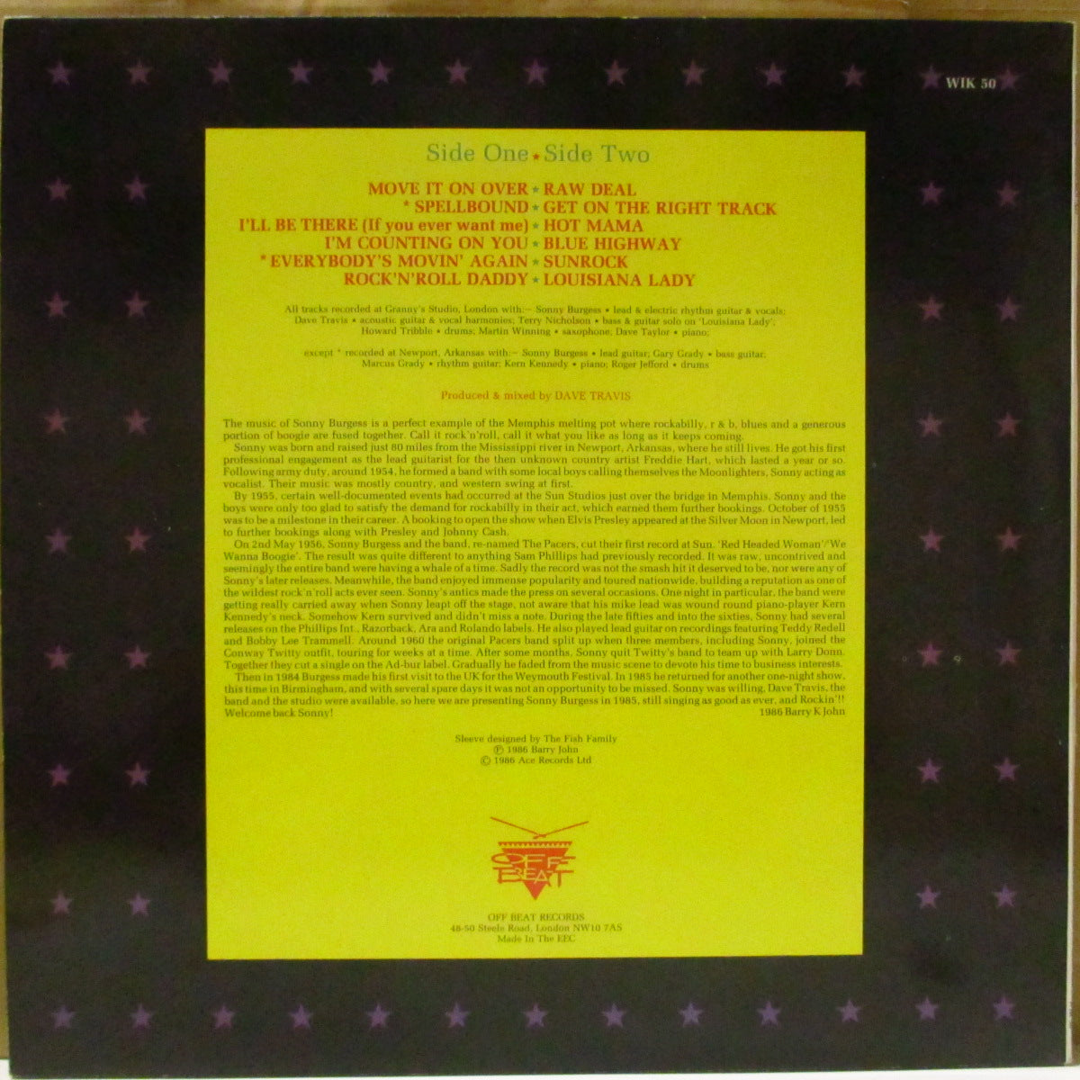 SONNY BURGESS (ソニー・バージェス)  - Spellbound (UK '86 オリジナル・ステレオLP) レジェンド・ロッカー55歳時の復活作！