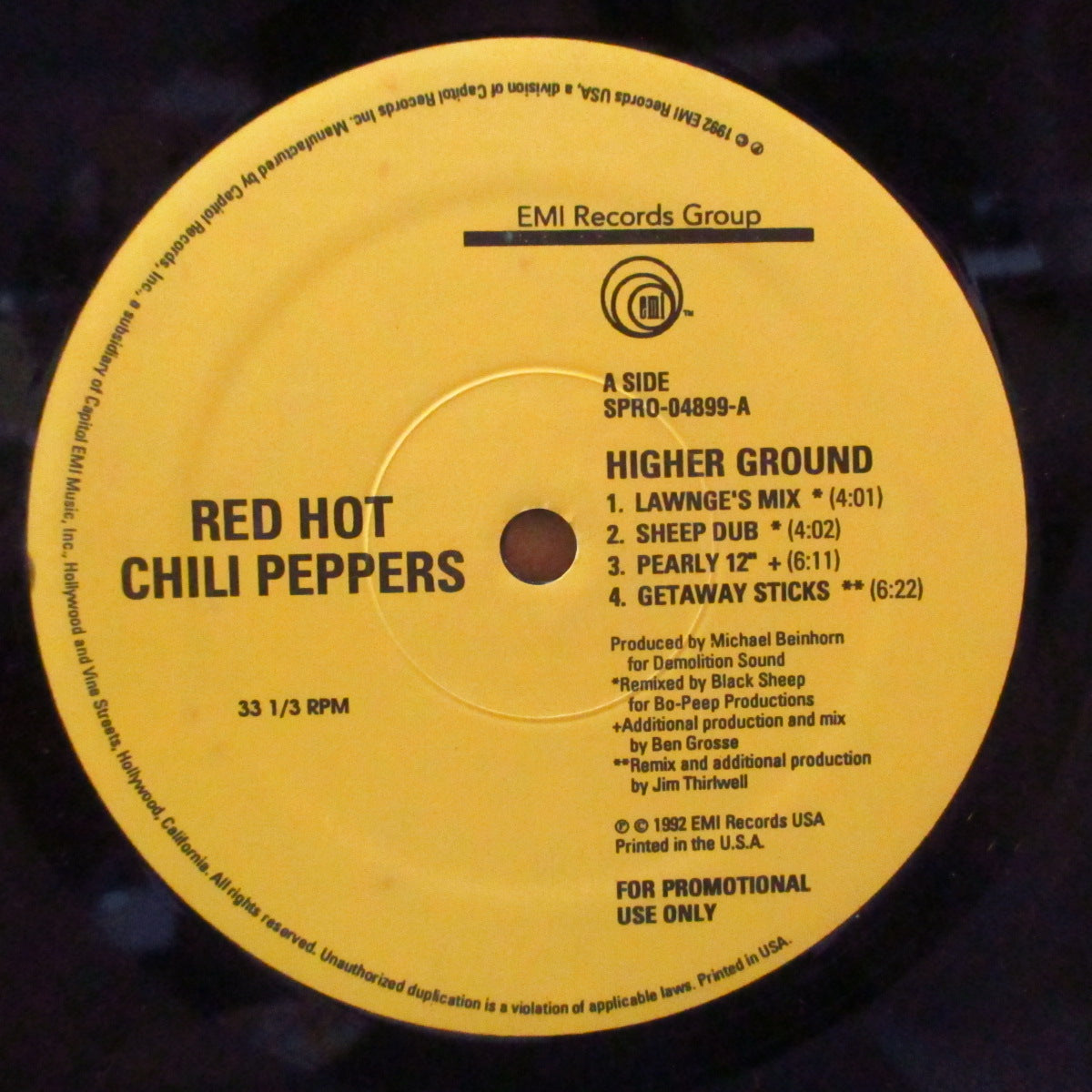 RED HOT CHILI PEPPERS (レッド・ホット・チリ・ペッパーズ)  - Higher Ground / If You Want Me To Stay (US '92 プロモ6曲入りEP 12インチ/レアステッカー付きダイカット光沢ジャケ)