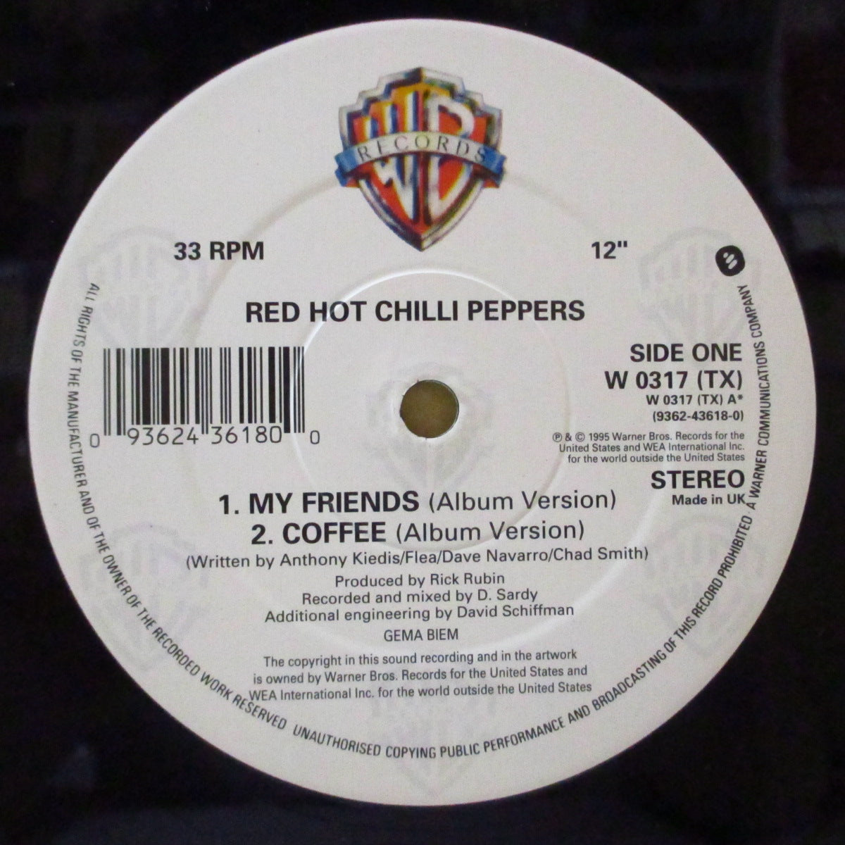 RED HOT CHILI PEPPERS (レッド・ホット・チリ・ペッパーズ)  - My Friends (UK '95 オリジナル4曲入りEP 12インチ/ポスター欠)