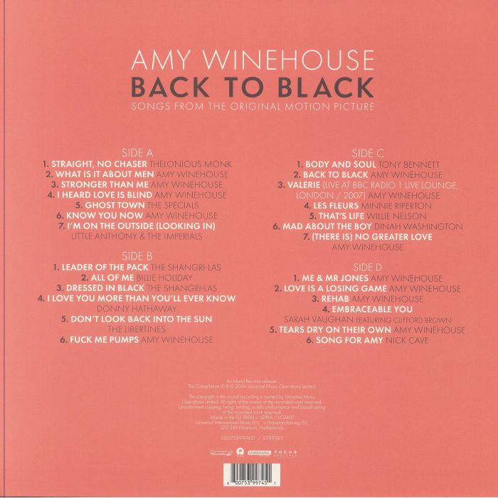 AMY WINEHOUSE [ V.A.] (エイミー・ワインハウス 他)  - （サントラ）Back To Black - Songs From The Original Motion Picture (EU 限定リリース LP/NEW)