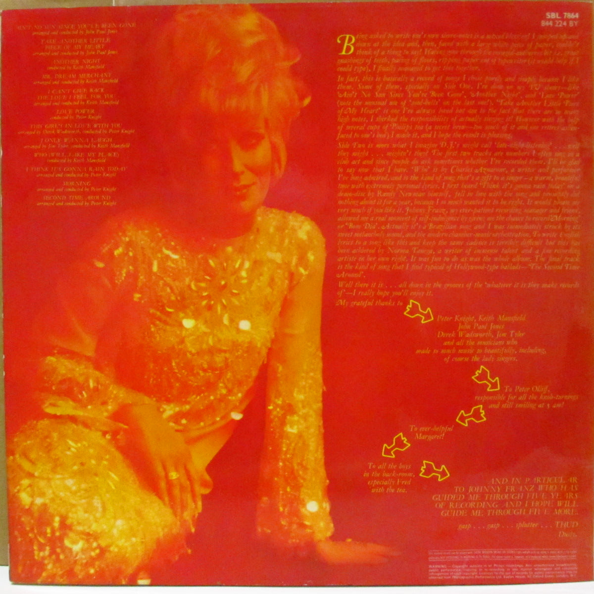 DUSTY SPRINGFIELD (ダスティ・スプリングフィールド)  - Dusty....Definitely (UK '68 オリジナル・ステレオ LP/初回 両面コーティング・ジャケ) 通算4thアルバム