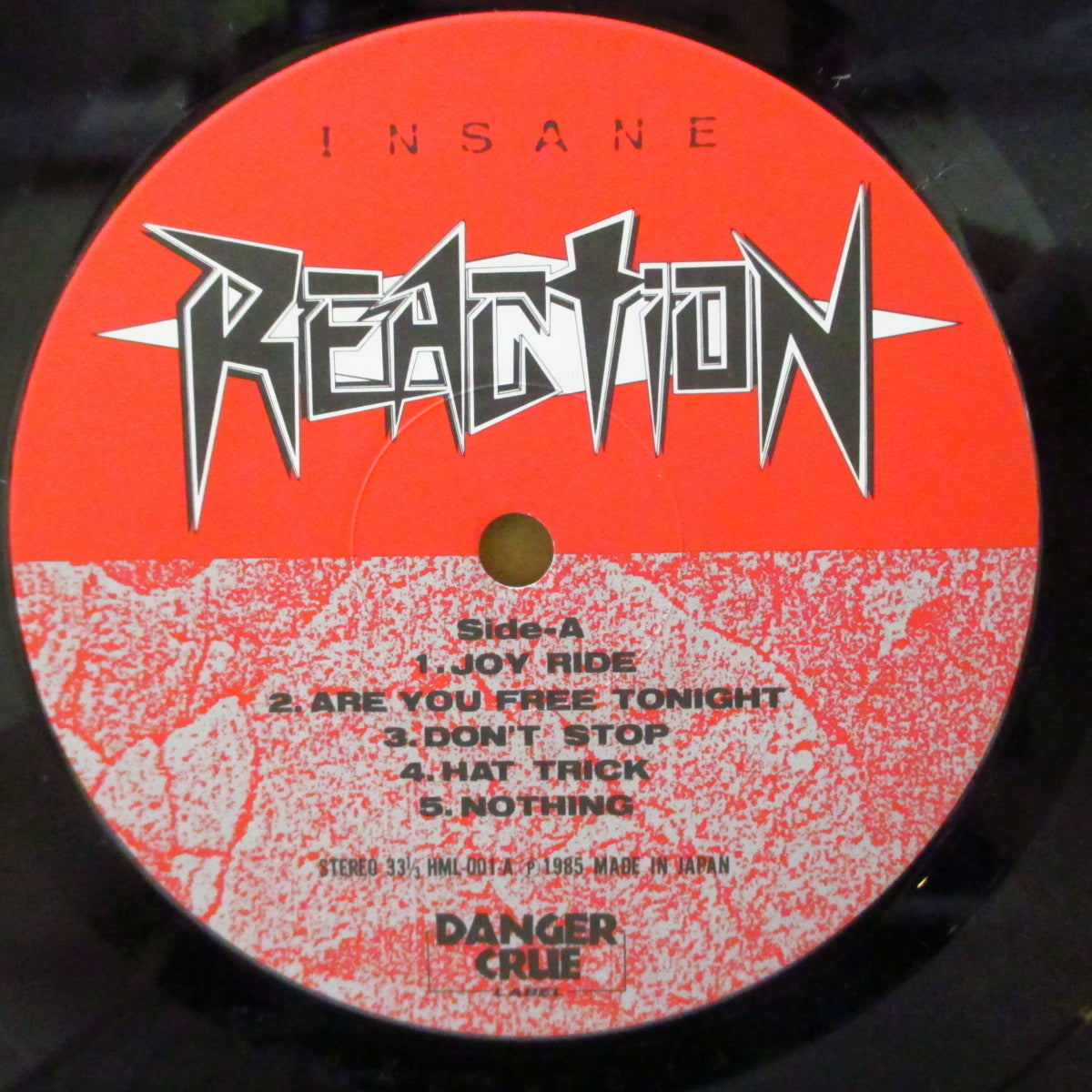 REACTION (リアクション)  - Insane (Japan オリジナル LP+インサート/レアステッカー付き光沢ジャケ)