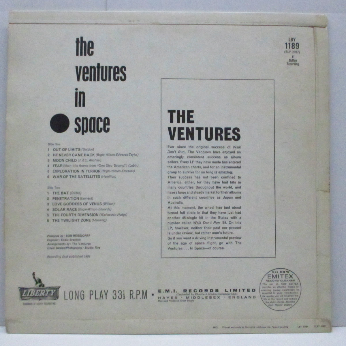 VENTURES (ベンチャーズ)  - Ventures In Space (UK オリジナル「モノラル」LP/表面コーティング折り返ジャケ)