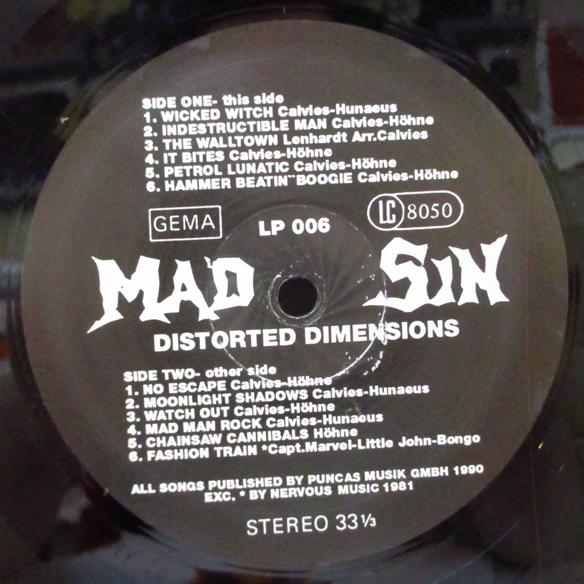 MAD SIN (マッド・シン)  - Distorted Dimensions (German オリジナル「ブラックラベ」 LP)