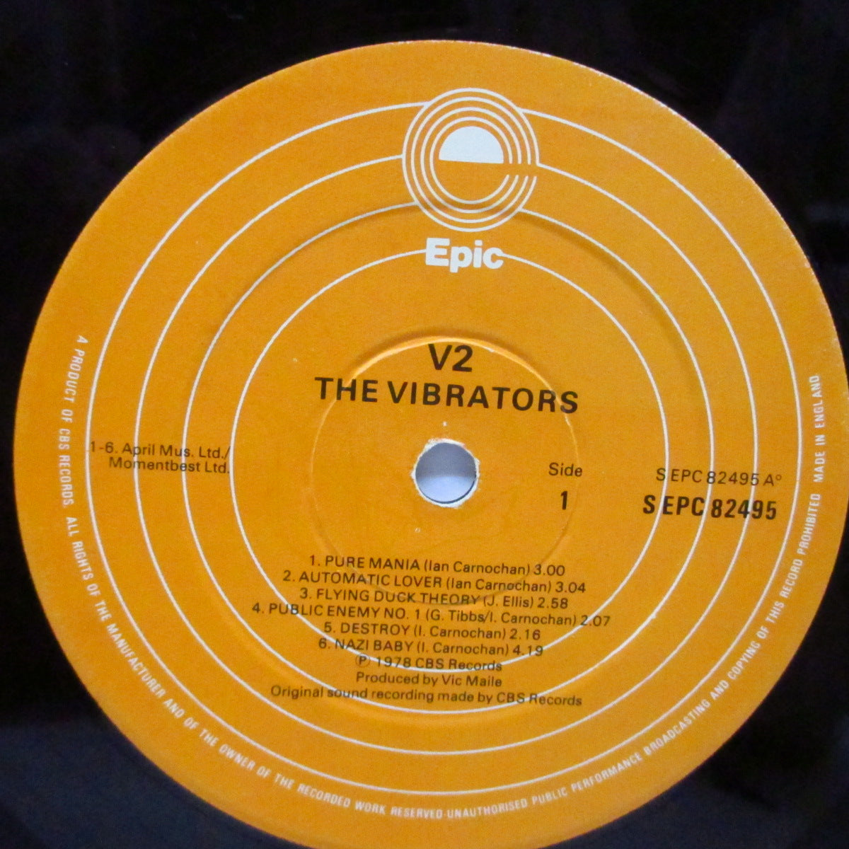VIBRATORS, THE (ヴァイブレーターズ)  - V2 (UK オリジナル「オレンジ」ラベ LP+インナー）'78年セカンド！