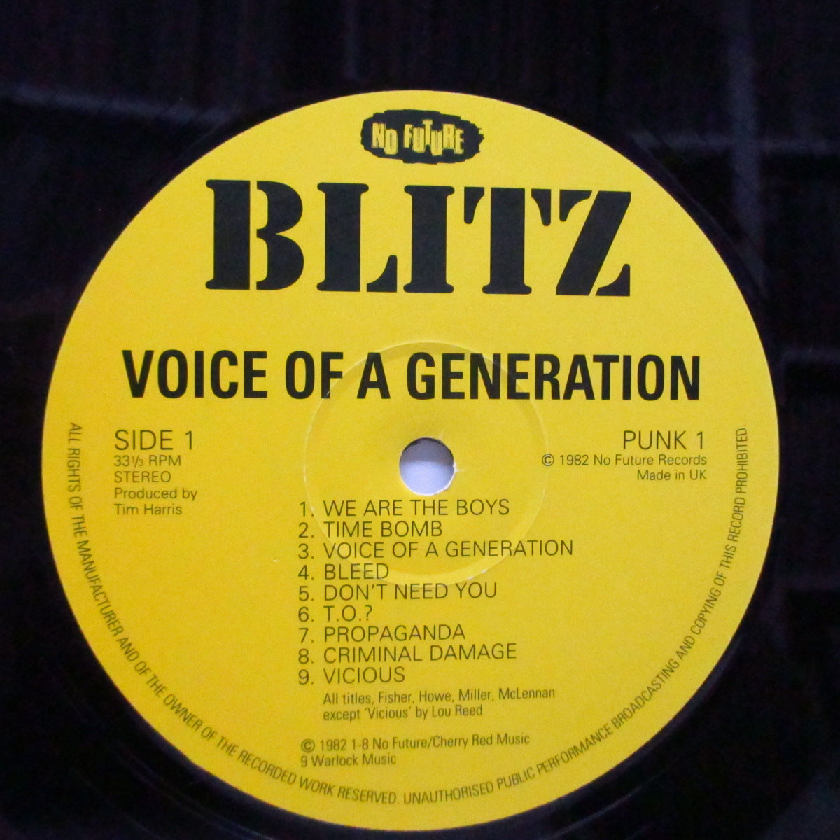 BLITZ (ブリッツ)  - Voice Of A Generation (UK '89 再発「黄色ラベ」LP/バーコードジャケ)