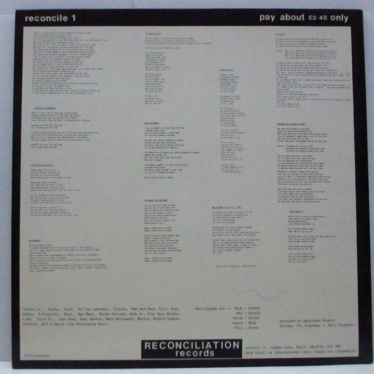 ANTI-SYSTEM (アンチ・システム)  - No Laughing Matter (UK オリジナル LP+見開きジャケ/ブックレット欠) '85年ファースト！